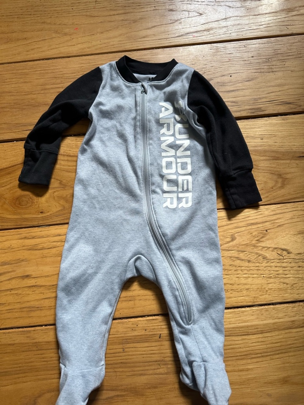 Under Armour Gray and Black Infant Footed Zipper Romper
